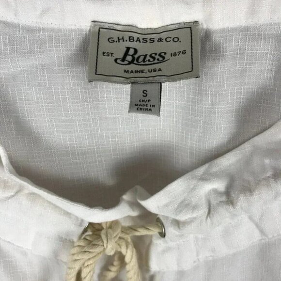 G.H. BASS White Short Sleeve Drawstring Top NWT Small - Picture 7 of 9